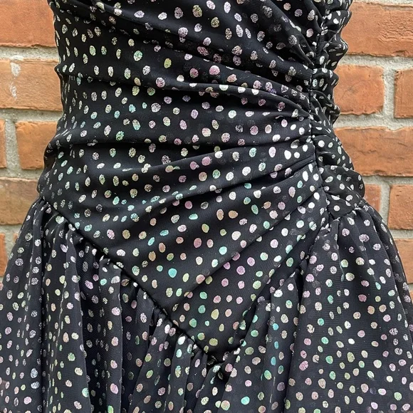 Vintage New Leaf 80’s Metallic Polka Dot Ruffle Dress - Picture 4 of 9